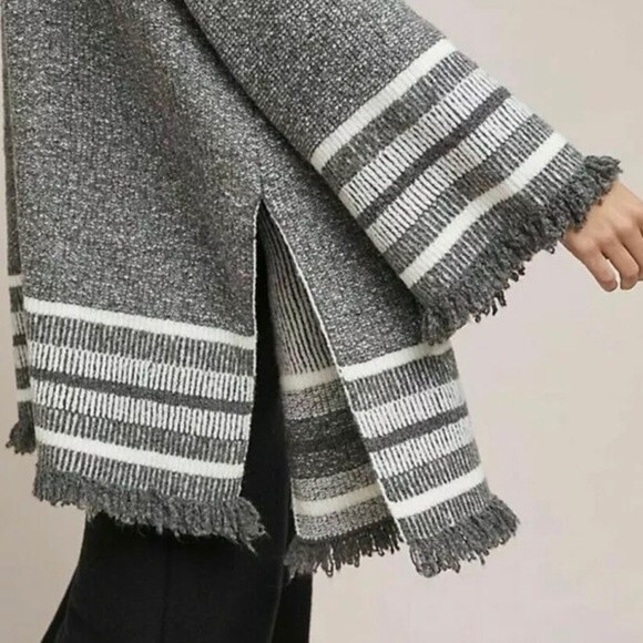 Anthropologie Saturday Sunday Fringe Gray Open Front Cardigan Sweater One Size L - Picture 16 of 16